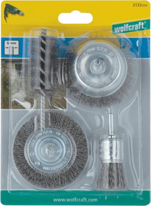 Immagine prodotto wolfcraft wolfcraft 1 set di spazzole metalliche in acciaio 4 pezzi, S=6mm