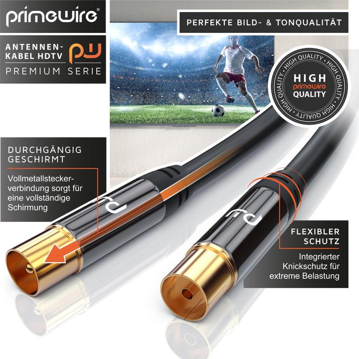 Produktbild Primewire Antennenkabel HDTV | Premium Koaxialkabel 135dB / 75 Ohm | FullHD / 4k Ultra HD | Fernsehkabel (85 dB, Antennenkabel)