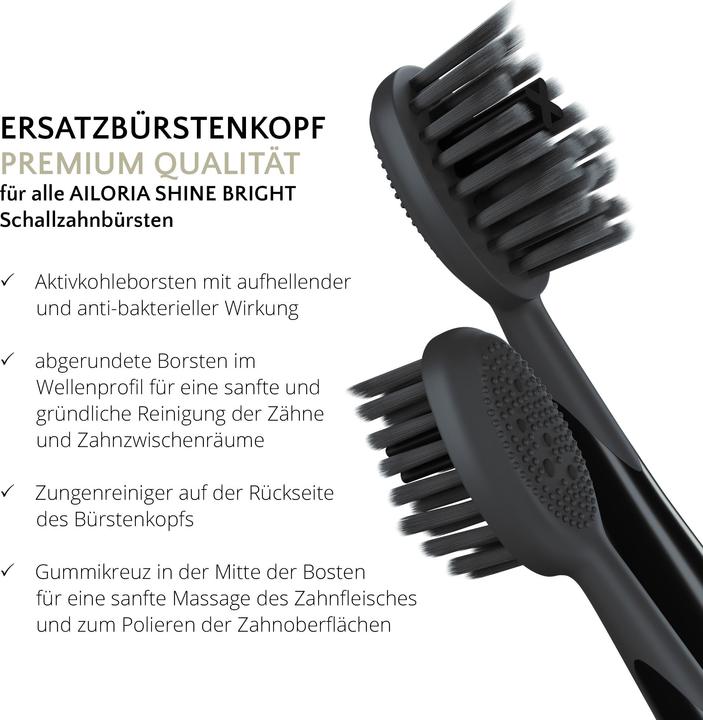 Actual product image Ailoria Toothbrush head Charcoal 6 pieces (6 x)
