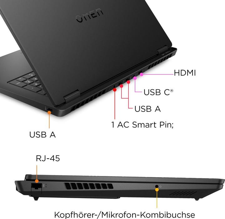 Produktbild HP OMEN 17-db0177ng 17.3" FHD IPS 144Hz, AMD Ryzen 7 8845HS, 16GB RAM, 1TB SSD, RTX 4070, Windows 11 (17.30", AMD Ryzen 7 8845HS, 16 GB, 1000 GB, DE)