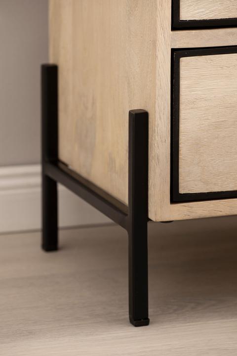 Actual product image FineBuy Bedside cabinet FB96459 solid wood brown