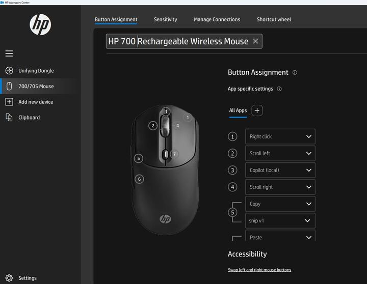 Produktbild HP 700 Rechargeable Wireless Mouse (P) (Kabellos)