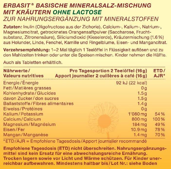 Nährwerte und Zutaten Biosana Mineralsalz Pulver ohne Lactose (1 Stück, Pulver, 240 g)