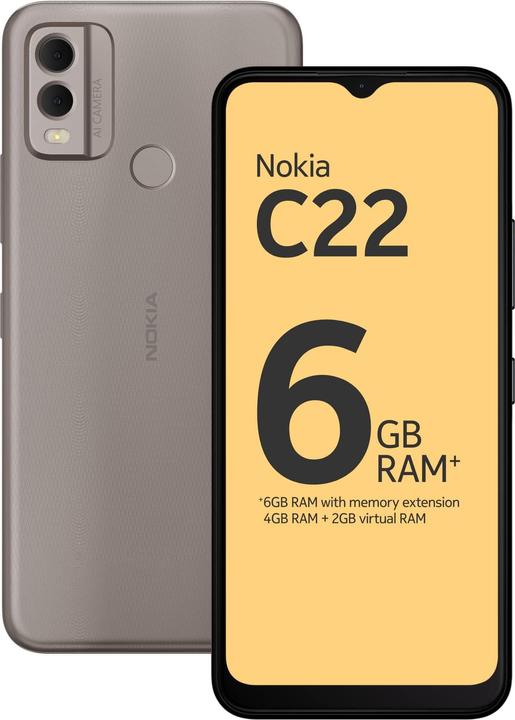 Image du produit Nokia C22 (64 Go, Sable, 6.50", Double SIM, 13 Mpx, 4G)