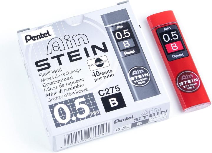 Produktbild Pentel C275 Feinminen-Set, Härtegrad B (12 Dosen á 40 Minen) (Ersatzmine, Graphit, 0.50 mm)