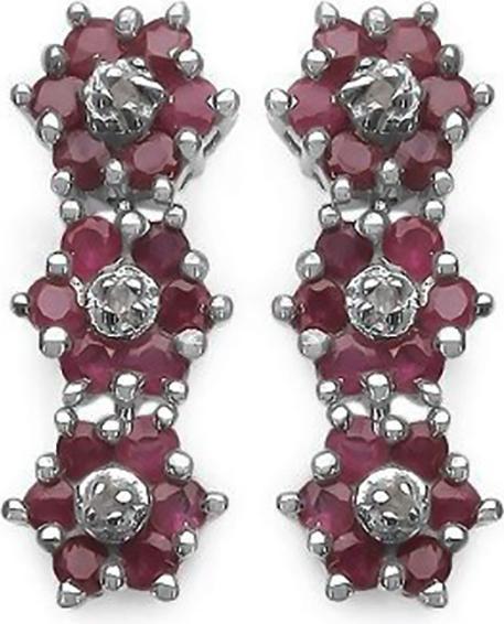 Xen Ohrstecker Blumen mit 36 Rubine XE0188 (925 Sterling Silber)