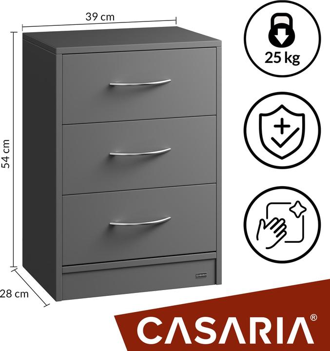 Actual product image Casaria Nachttisch (54 x 39 x 28 cm)
