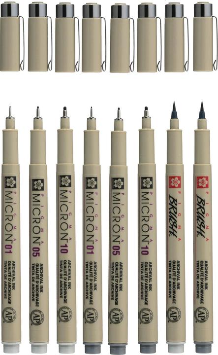 Actual product image Sakura Pigma Micron (Light grey, Grey, 8 x)