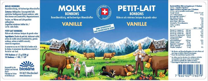 Nährwerte und Zutaten Biosana Molke Bonbons Vanille (190 Stück, Snacks, 270 g)