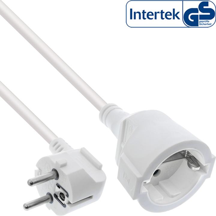 Actual product image InLine Power extension earth contact plug angled / socket, white, 15m (15 m, CEE 7/3)