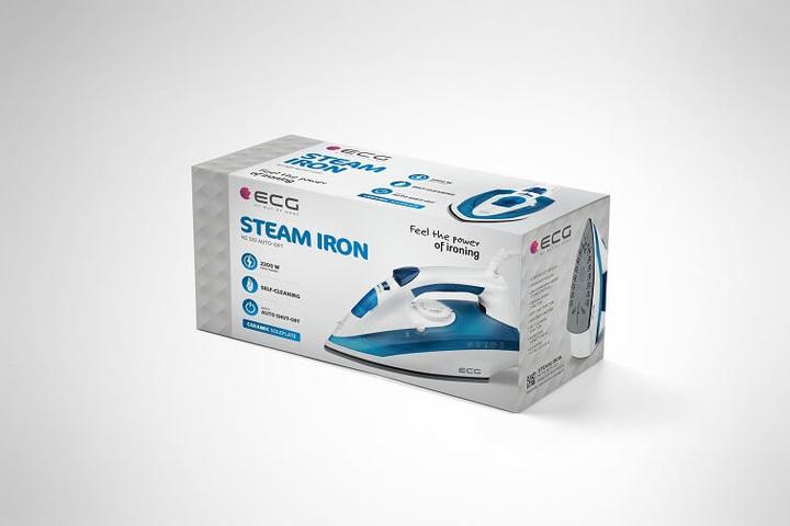 Produktbild ECG ECGNZ322AutoOff Iron, 2200w, plastic, White / blue (2200 W, 100 g/min)