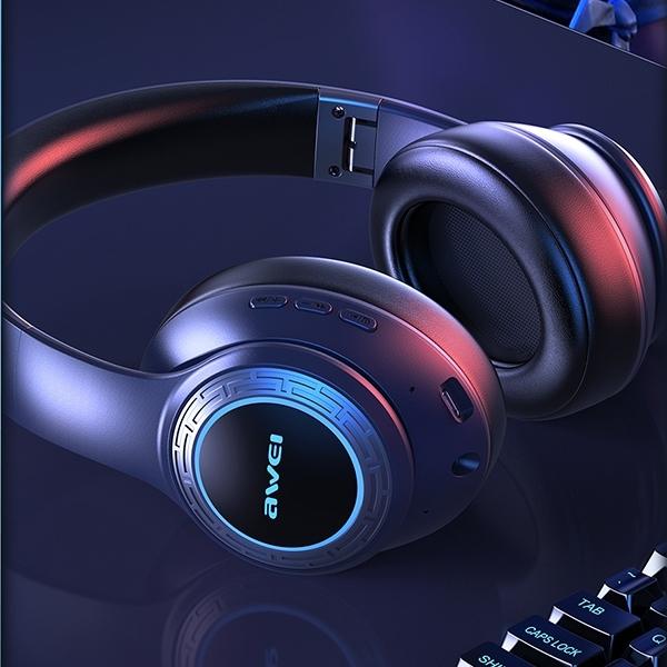 Actual product image Awei słuchawki nauszne Bluetooth A300BL czarny/black (12 h, Cable)