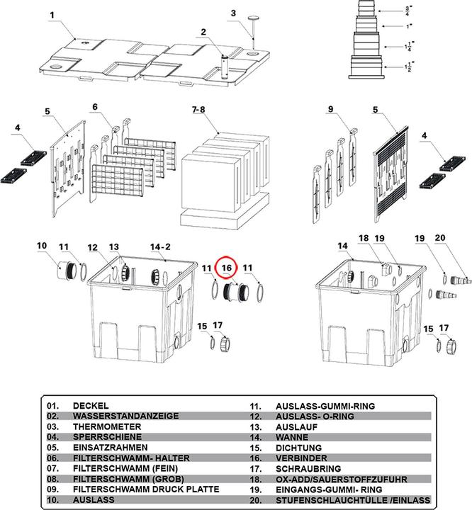 Produktbild SunSun CBF-350B Ersatzteil Verbindungsstück Bio Teichfilter Rohr Verbindung
