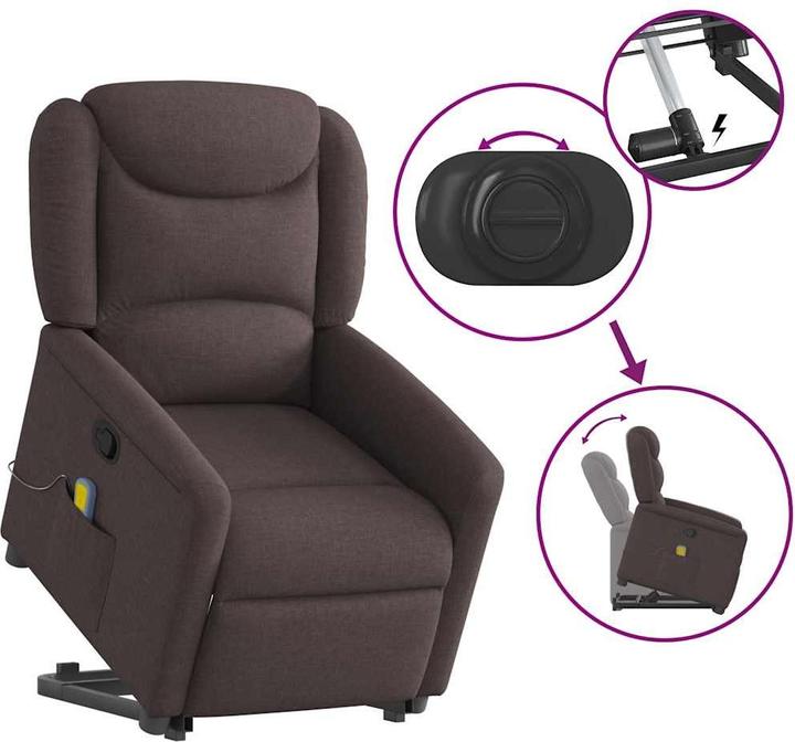 Image du produit VidaXL Fauteuil de massage avec fonction releveur Tissu marron foncé