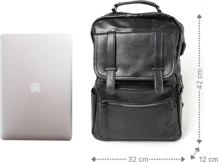 Produktbild Hermex Laptop-Rucksack Tagesrucksack Business-Rucksack PU-Lederrucksack (15 l)