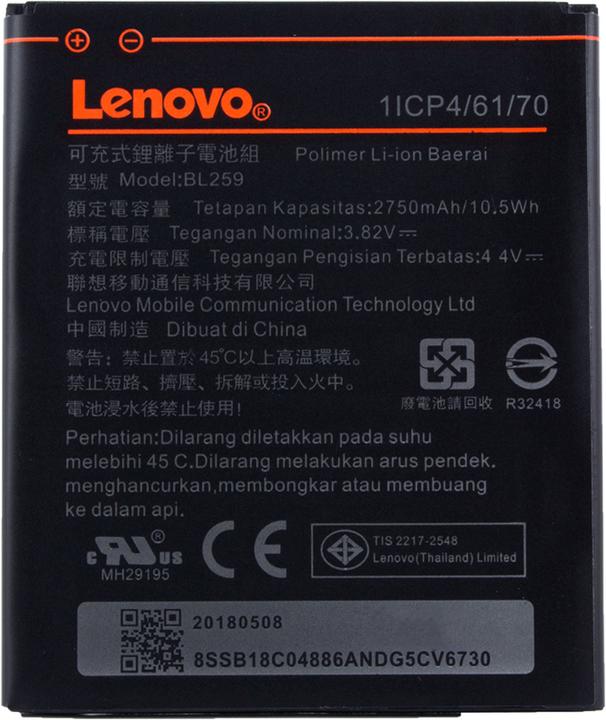 Image du produit Lenovo Batterie Li-polymère - BL-259 - Lemon K3 K5 Plus K32 C30 - 2750mAh - Batterie (2750 mAh)