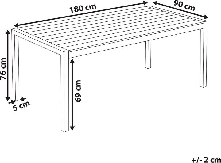 Actual product image Beliani Garden Table Aluminium White 180 x 90 cm VERNIO (90 cm)