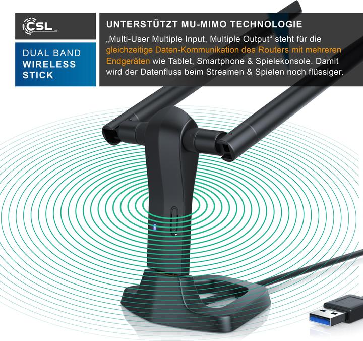 Actual product image CSL AC1200 WLAN Adapter USB 3.0 (USB 3.0)