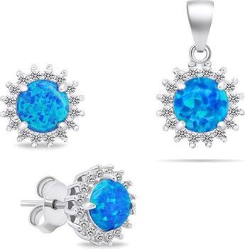 Immagine prodotto Brilio Argento - Bellissima parure di gioielli in opale SET231WB (orecchini. ciondolo)