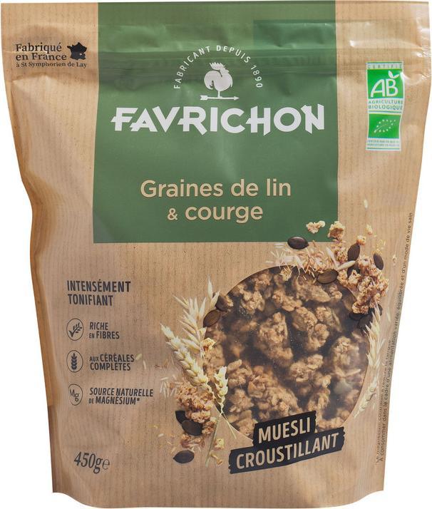 Image du produit J.Favrichon Muesli croustillant graines de lin et courges (450 g)