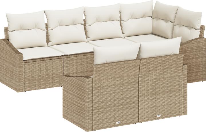 Image du produit VidaXL Ensemble de salon de jardin 7 pièces avec coussins Beige Poly Rattan