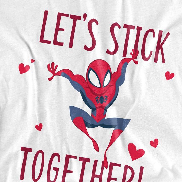 Actual product image Spiderman Unisex Adult Stick Together Valentine's Day T-Shirt (L)