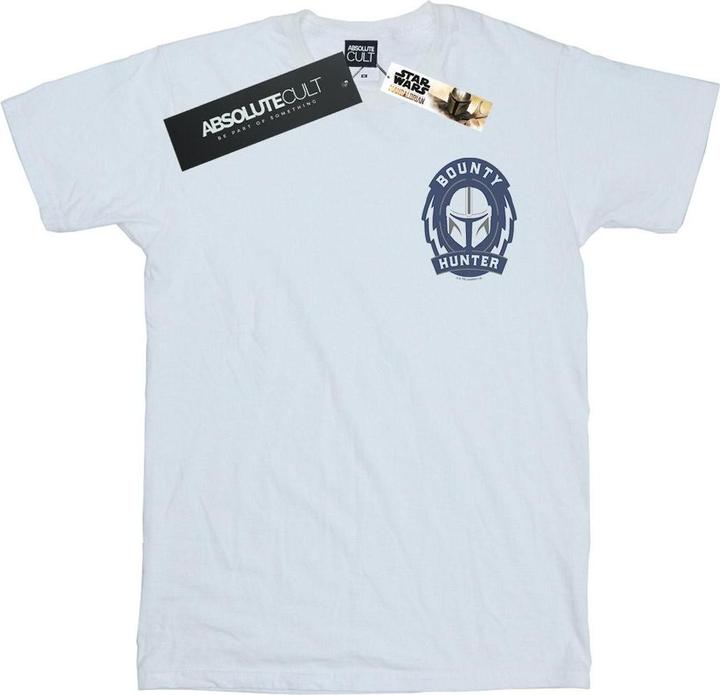 Actual product image Star Wars Mens The Mandalorian Bounty Hunter Badge Breast Print T-Shirt (S)