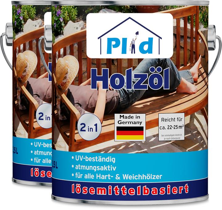 Actual product image Plid Wood oil 5L, - for approx. 50m² / wood protection care oil garden furniture wood oil (Teak, 5 l)