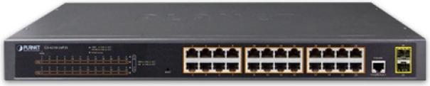 Actual product image Planet 802.3at PoE Managed Switch 24-Port 10/100/1000T 2-Port 100/1000X SFP (24 Ports)
