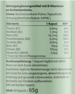 Nährwerte und Zutaten Biotanicals Vitamin B Komplex 90 Kapseln (90 Stück, Kapseln, 65 g)