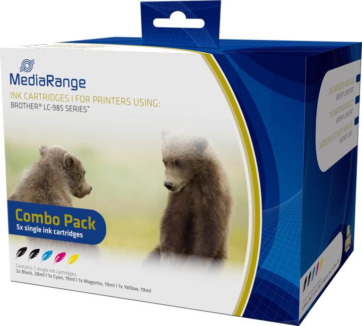 MediaRange Tintenpatronen, für Brother® LC-985 Serie, 5er Set (M, C, Y, BK)