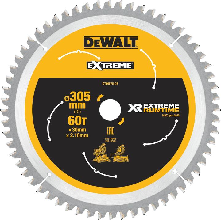 Actual product image DeWalt FLEXVOLT Mitre Saw Blade 305mmX30mmX60T