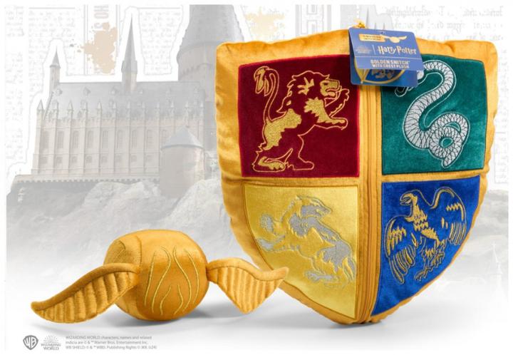 Actual product image Noble Collection Harry Potter oreiller avec peluche Quidditch Crest & Vif d'or (36 cm)