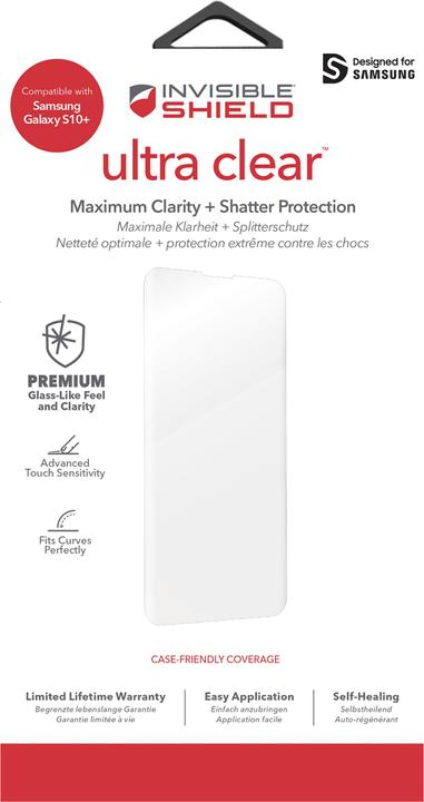 Image du produit Zagg InvisibleShield Ultra Clear pour Samsung Galaxy S10+ (1 pièce(s), Samsung Galaxy S10+)