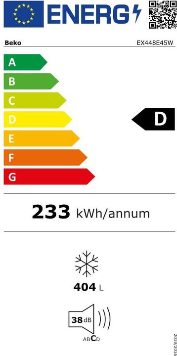 Energy Label Beko EX448E45W Freezer (Stand-alone, 448 l)