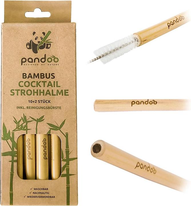 Pandoo Cocktail straw bamboo 12pcs (12 x)