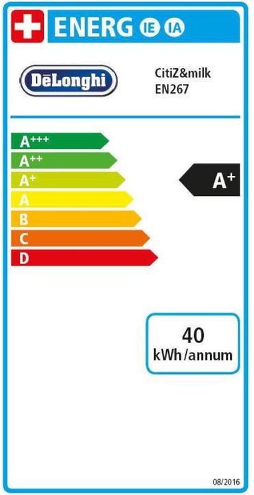 Energie-Label De'Longhi Nespresso CitiZ & Milk (NESPRESSO Original, EU-Stecker)