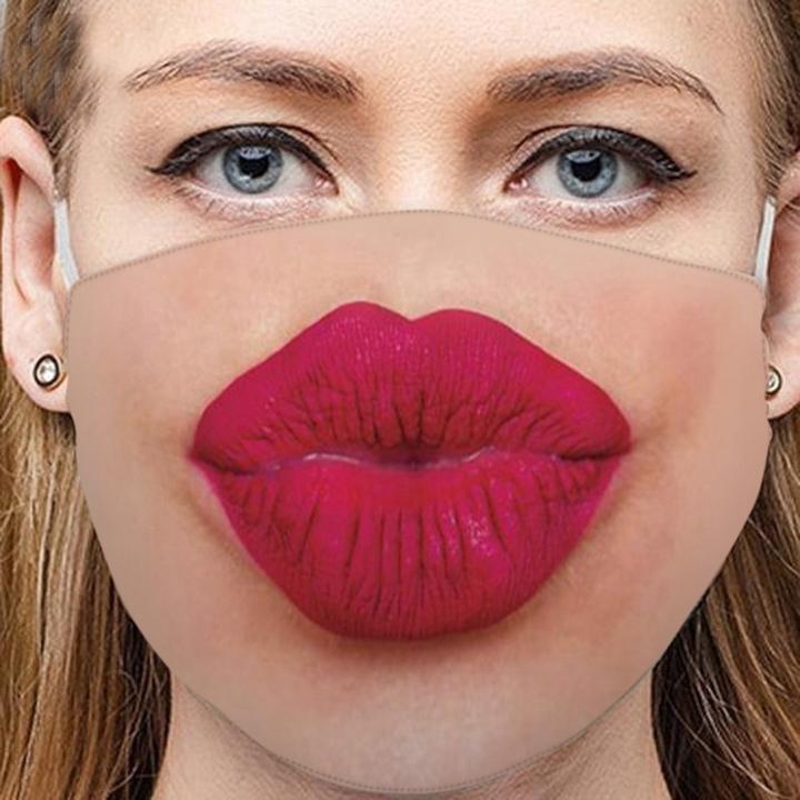 Produktbild Ueli Express Lustige Stoffmaske Gesichtsmaske mit Aufdruck Kussmund