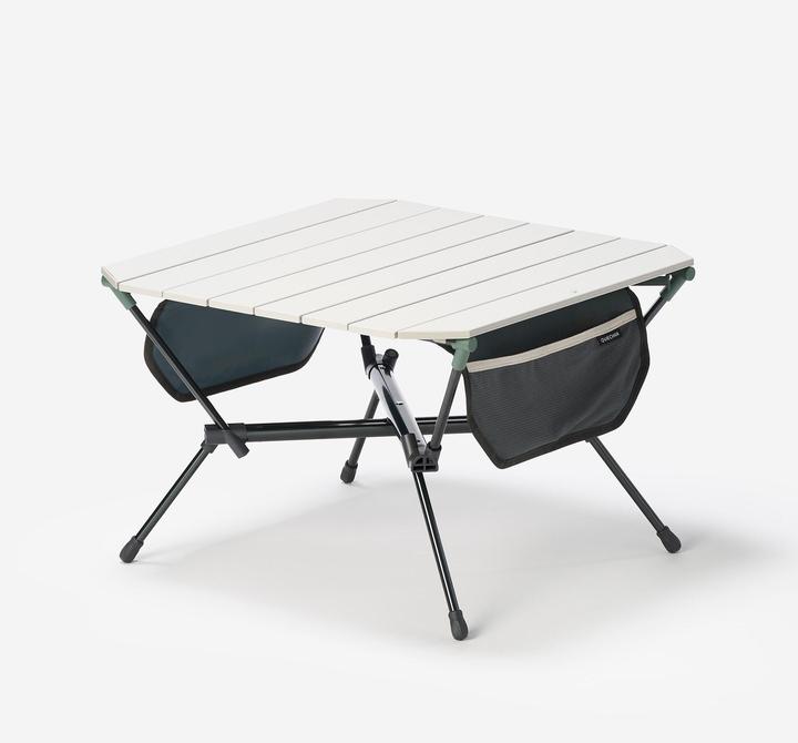 Quechua TABLE BASSE - COMPACTE - DE CAMPING- 500 -BEIGE- VERT