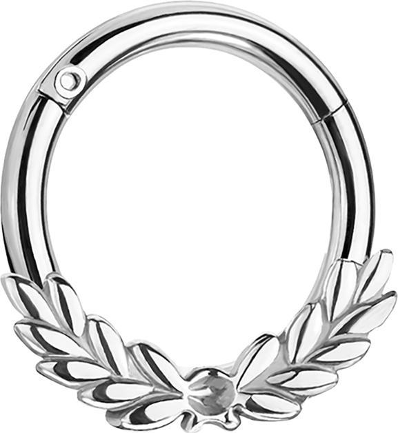 Produktbild Star Piercing Micro Segmentring klappbar silber mit Lorbeerkranz (Chirurgenstahl 316L, ohne Messing)