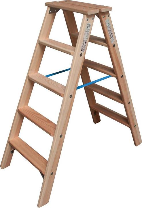 Produktbild Krause Holz-Stufen-Doppelleiter 2x5 Arbeitshöhe:ca.2,65m 8,0kg 81842 (Stehleiter, 115 cm)