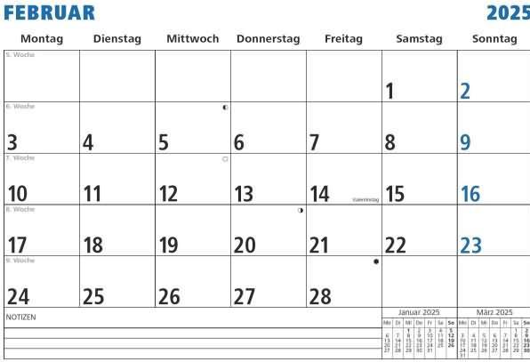 Image du produit Agenda mensuel 2025 blanc,29,7x21cm, calendrier de bureau avec 1 mois sur 1 page (Non contraignant, Allemand)