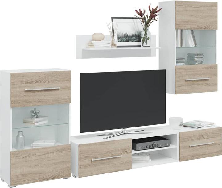 Produktbild VidaXL 5-tlg. Wohnwand mit LED-Beleuchtung Sonoma-Eiche Holzwerkstoff TV-Möbel