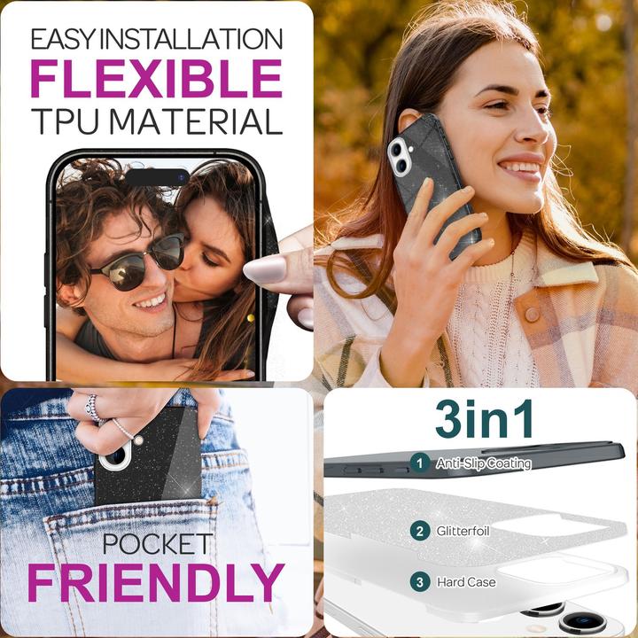 Produktbild Nalia Glitzer Hybrid Hülle (Apple iPhone 16)