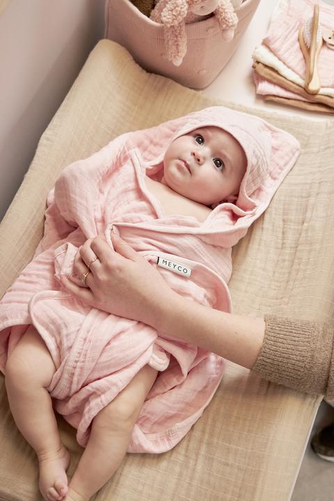 Produktbild Meyco MUSSELIN KAPUZENTUCH - SOFT PINK - 80X80CM