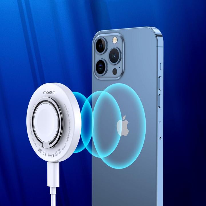 Image du produit Choetech Bezprzewodowa ładowarka indukcyjna 2w1 T603-F, uchwyt (biała) (15 W)