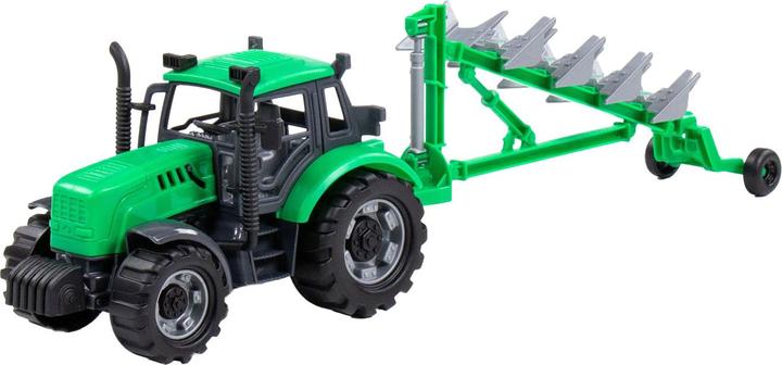Actual product image Polesie Cavallino tractor with green plough, scale 1:32