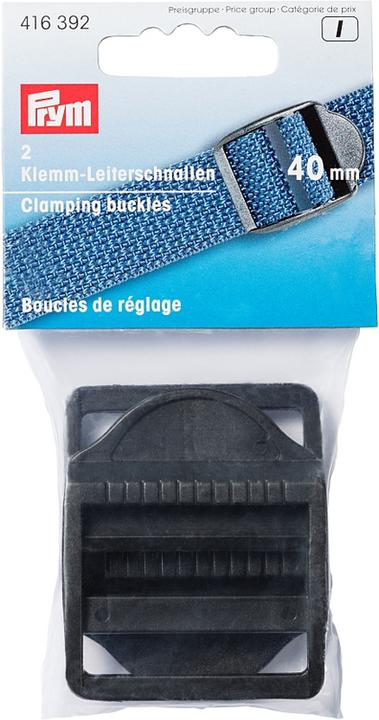 Produktbild Prym Klemm-Leiterschnallen, schwarz 40 mm, Karte 2 Stk., Kunststoff