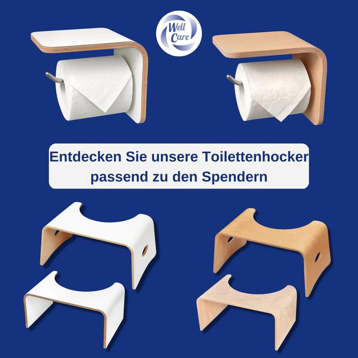 Produktbild Well Care Toilettenrollenhalter Holz Weiss mit Ablage
