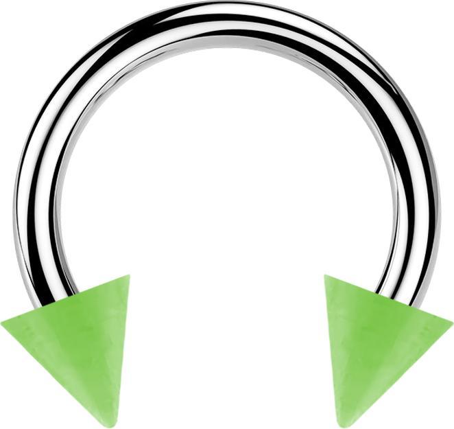 Star Piercing Circular Barbell silber mit zwei Cones grün transparent (ohne Messing, Acryl, Chirurgenstahl 316L)